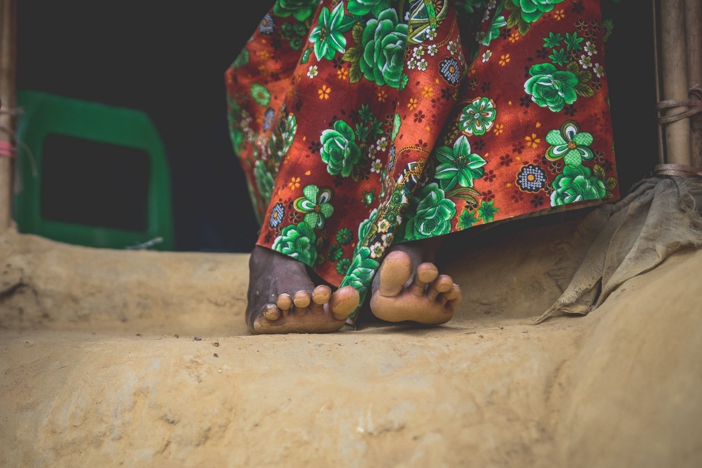 Feet of a woman on stairs