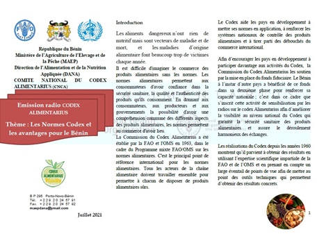 Benin emission radio Codex Alimentarius: Les Normes Codex et les avantages