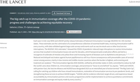 The big catch-up in immunisation coverage after the COVID-19 pandemic: progress and challenges to achieving equitable recovery