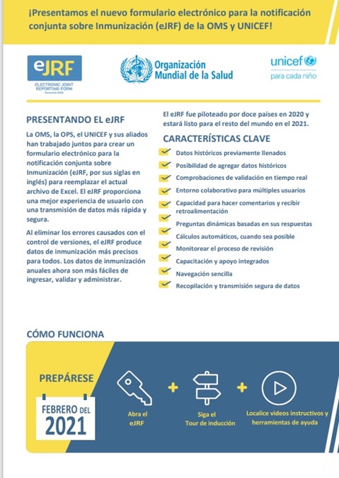 Presentamos el nuevo formulario electrónico para la notificaciónconjunta sobre Inmunización (eJRF) de la OMS y UNICEF