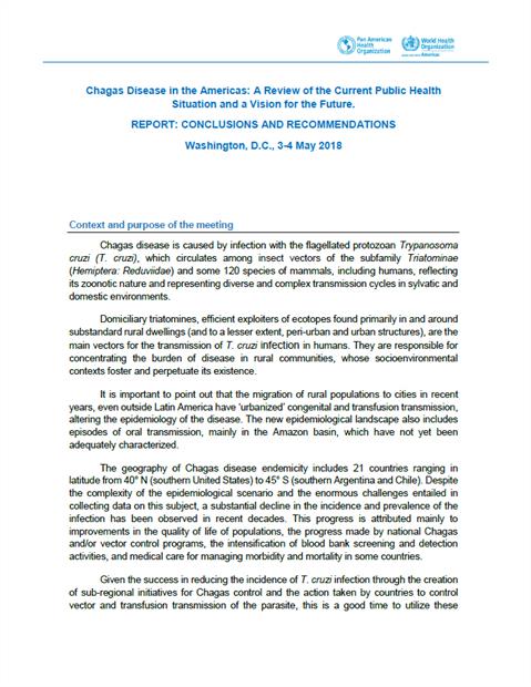Maladie de Chagas aux Amériques: une revue de la situation de santé publique actuelle et une vision pour le futur