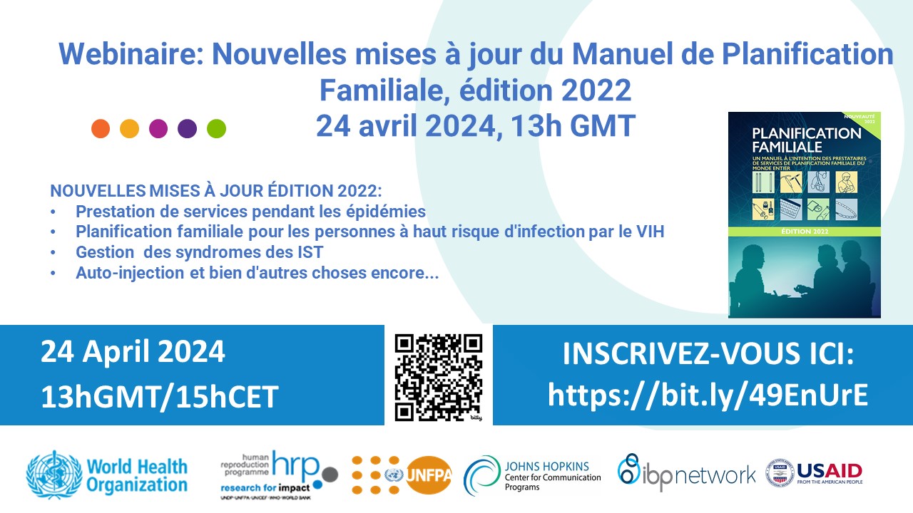 Webinaire: Nouvelles mises à jour du Manuel de Planification Familiale, édition 2022