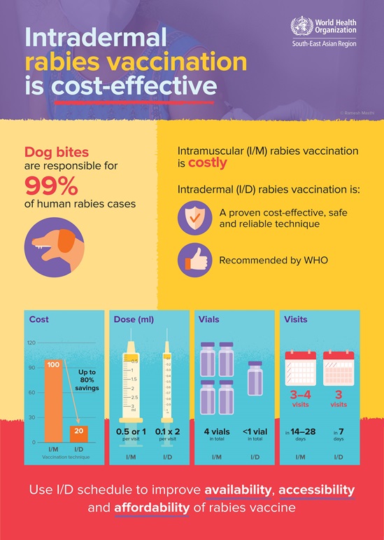 Intradermal rabies vaccination is cost-effective