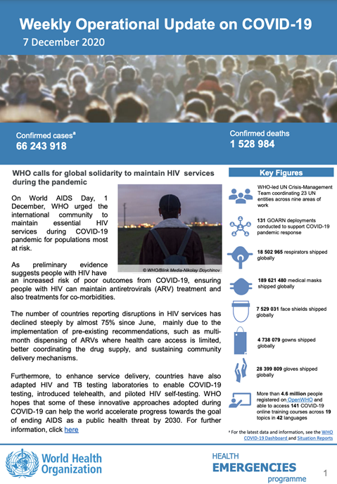 Weekly operational update on COVID-19 - 7 December 2020