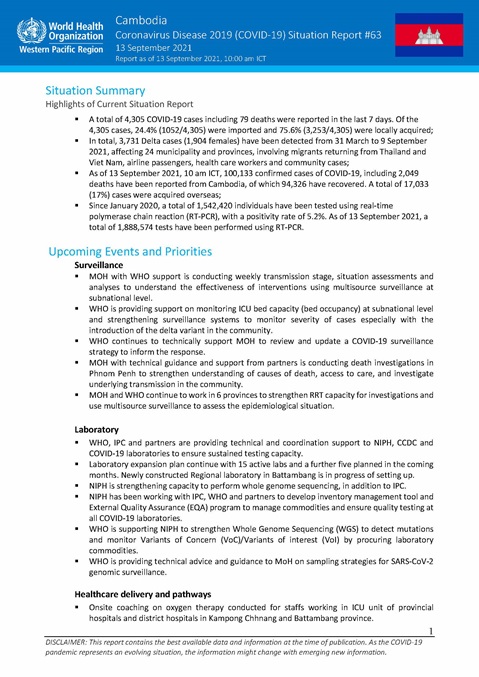 COVID-19 Joint WHO-MOH Situation Report 63