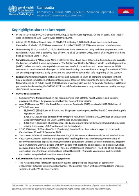 COVID-19 Joint WHO-MOH Situation Report 77