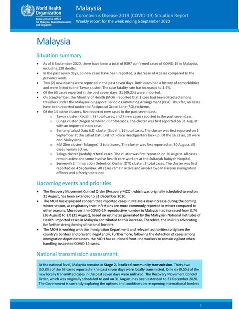 COVID-19 in Malaysia Situation Report 16
