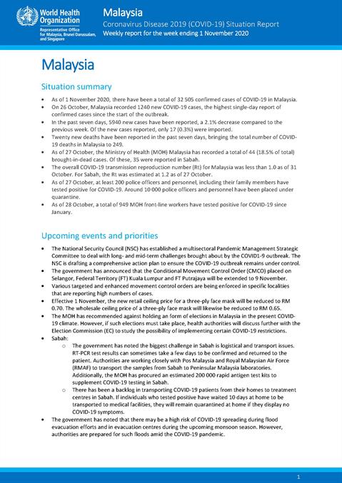 COVID-19 in Malaysia Situation Report 23