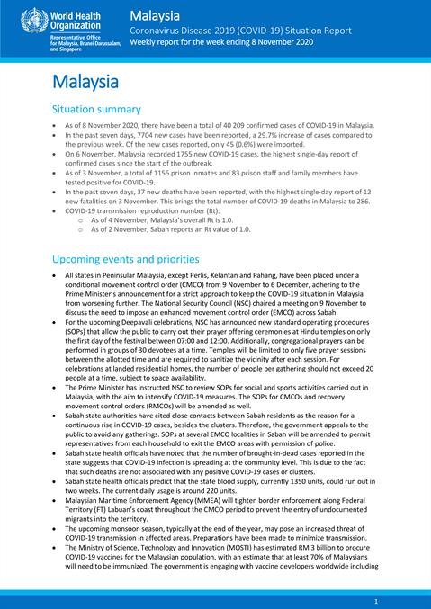 COVID-19 in Malaysia Situation Report 24