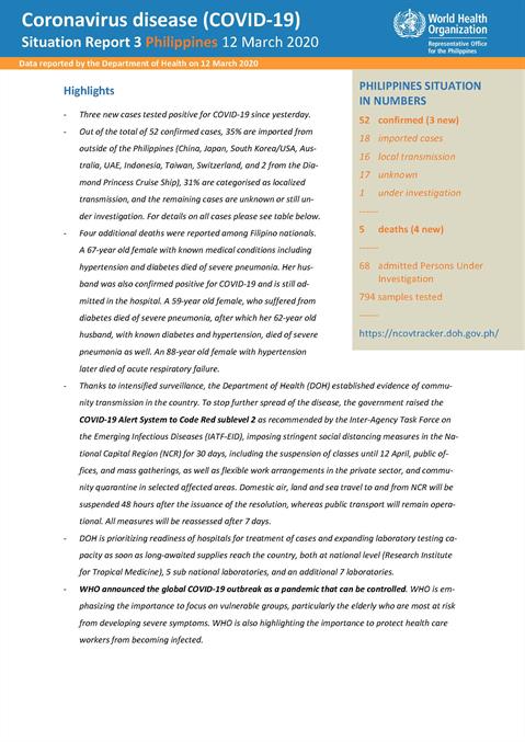 COVID-19 in the Philippines Situation Report 03