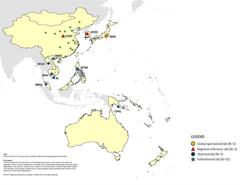 Japanese Encephalitis laboratory network map